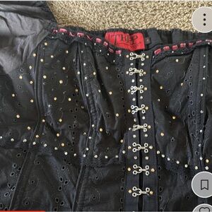 Tripp NYC Black Button Down Shirt with White Accents